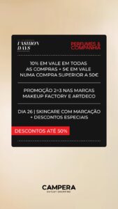 Fashion Days Campera descontos até 50% Perfumes & Companhia